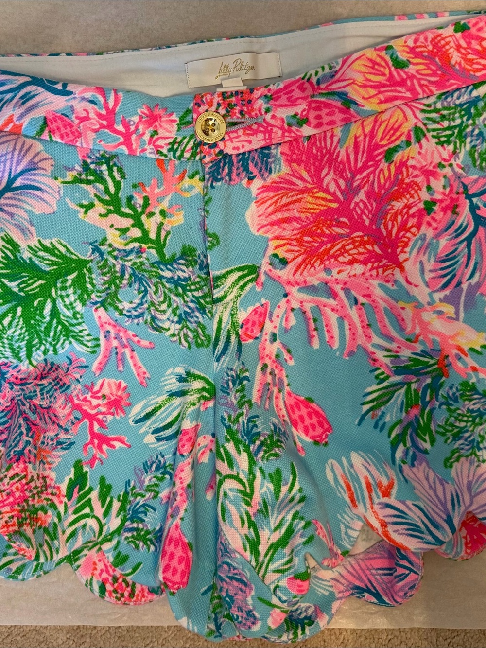 Lilly Pulitzer Size 12 Blue Tropical Floral Shorts